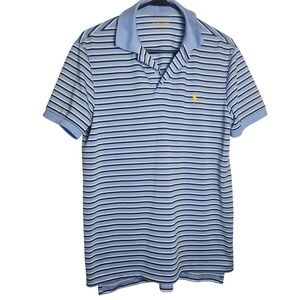 Polo Ralph Lauren Performance Short Sleeve Blue Striped Mens Polo Tee Size M